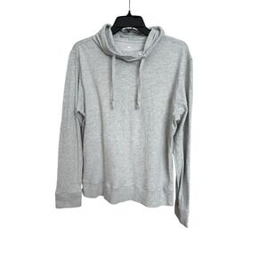 FAHERTY Hoodie Women's Medium Slub Organic Cotton Pullover Sweatshirt Gray #K6-6